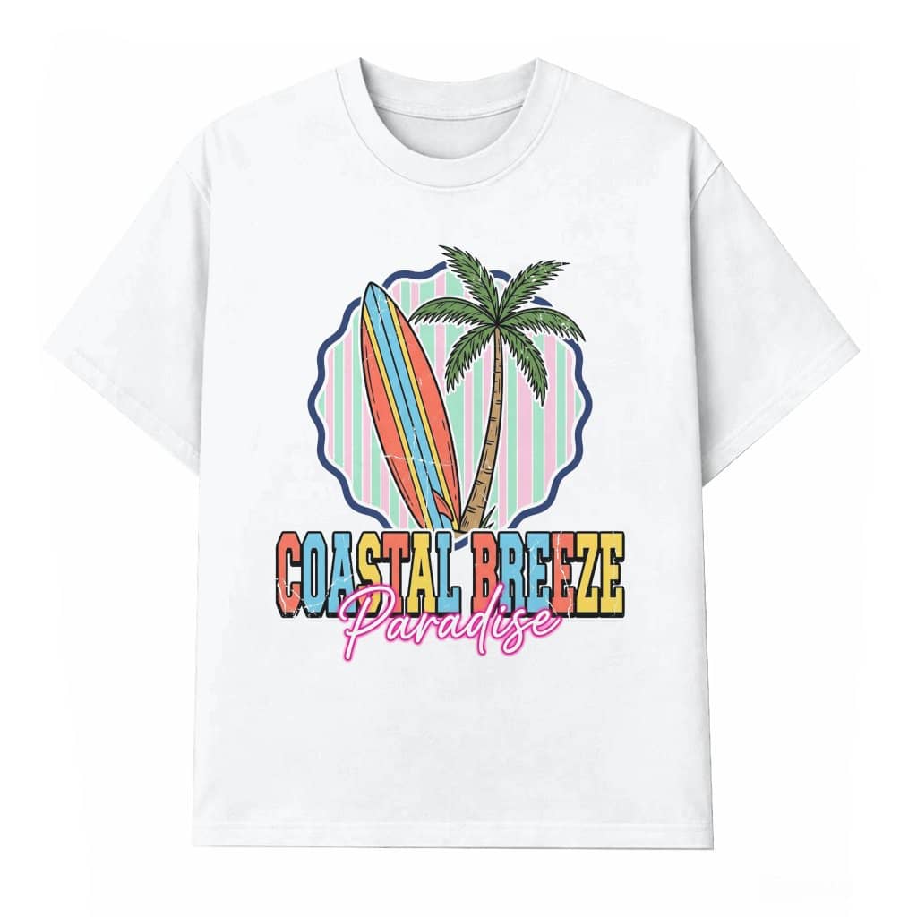 Coastal Breeze Paradise Retro Summer Vacation T-Shirt - Tropical Beach Gift for Her