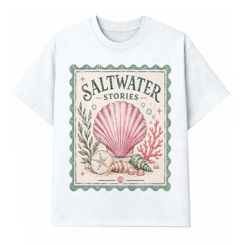 Vintage Ocean Seashells T-shirt - Saltwater Stories Funny Gift for Beach Lover