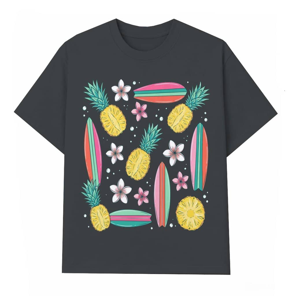 Funny Floral Pineapples Summer Fruits T-Shirt - Summer Vibes Gift for Her