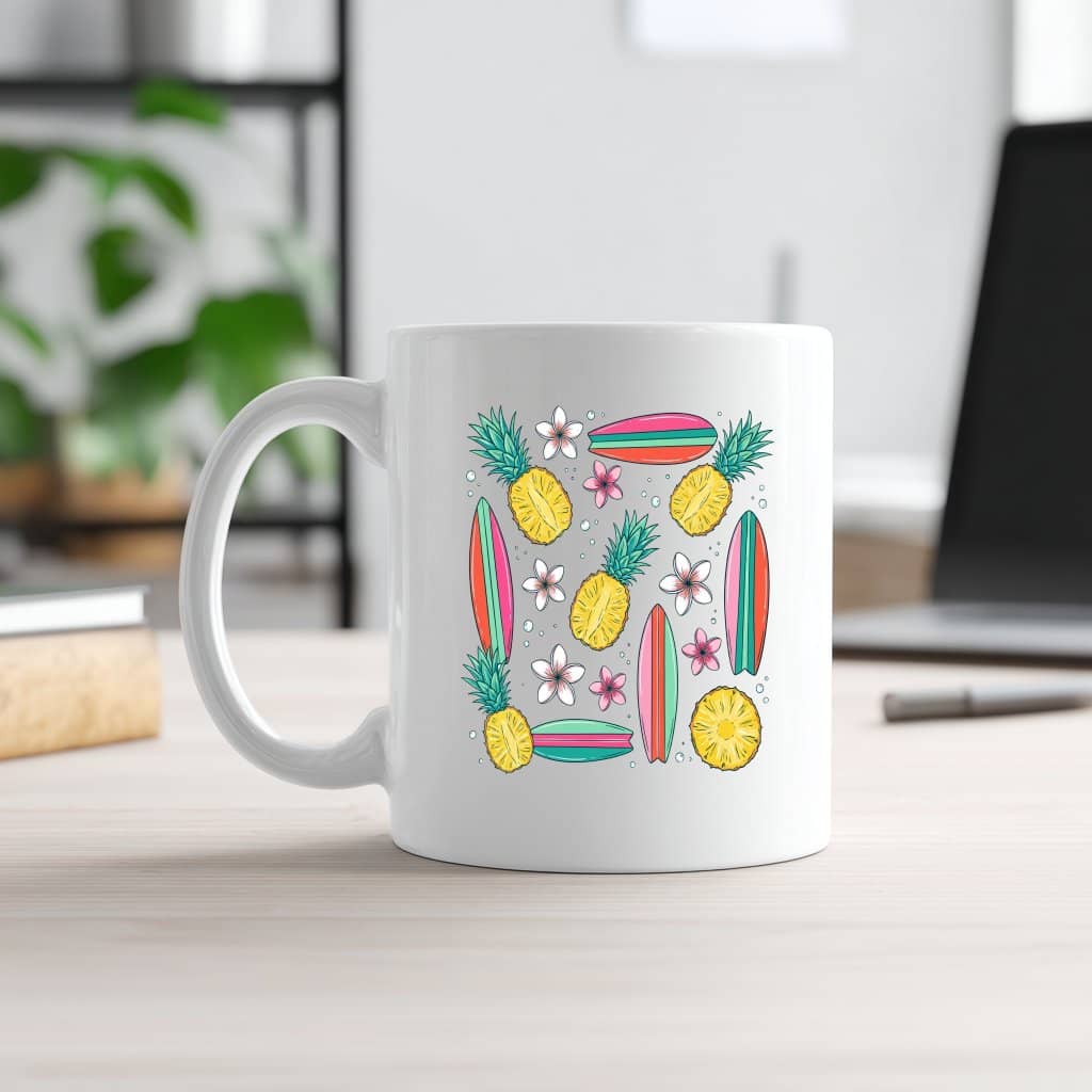 Funny Floral Pineapples Summer Fruits Mug - Summer Vibes Gift for Her