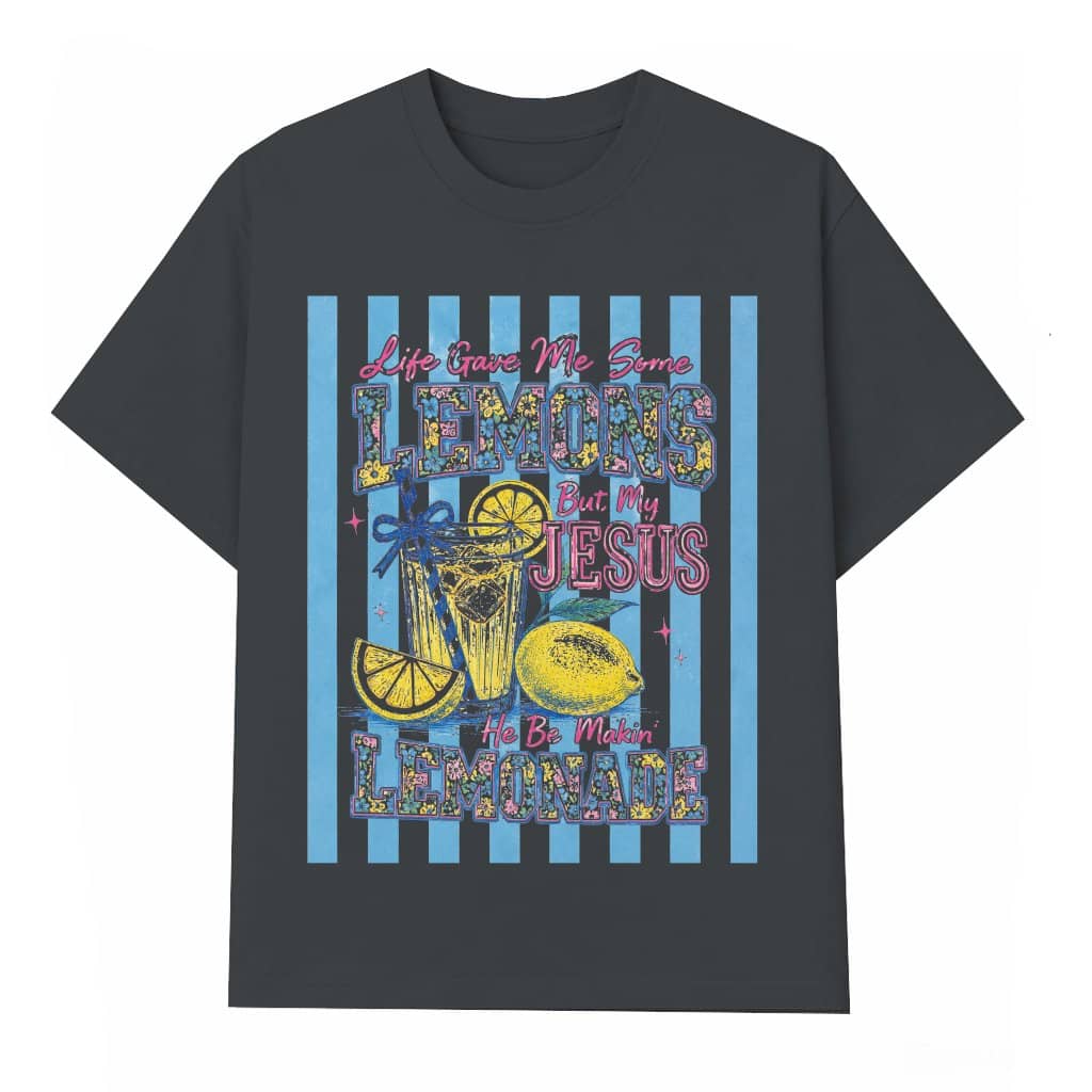 Floral Striped Jesus Lemonade T-shirt - Funny Christian Gift for Her