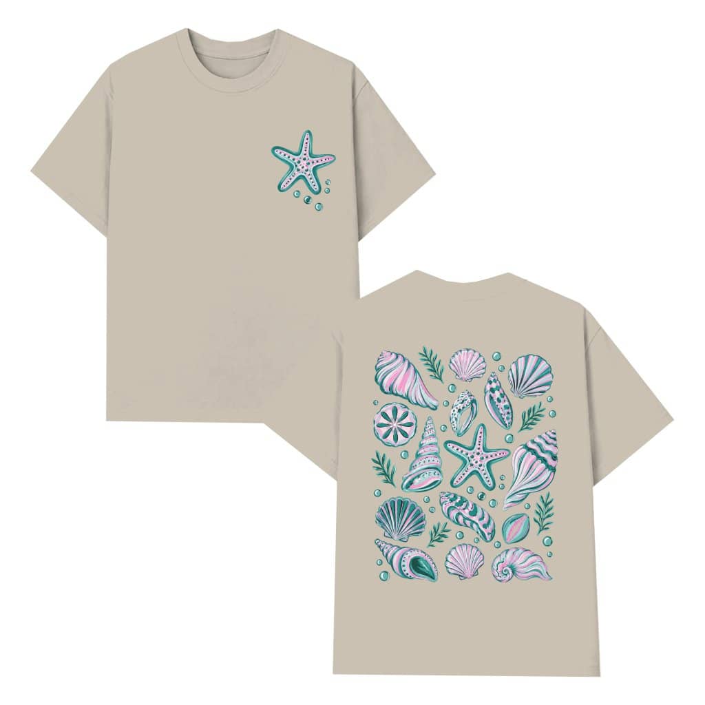 Preppy Summer Vibes Sea Shell T-Shirt - Summer Vibes Gift for Ocean Lover