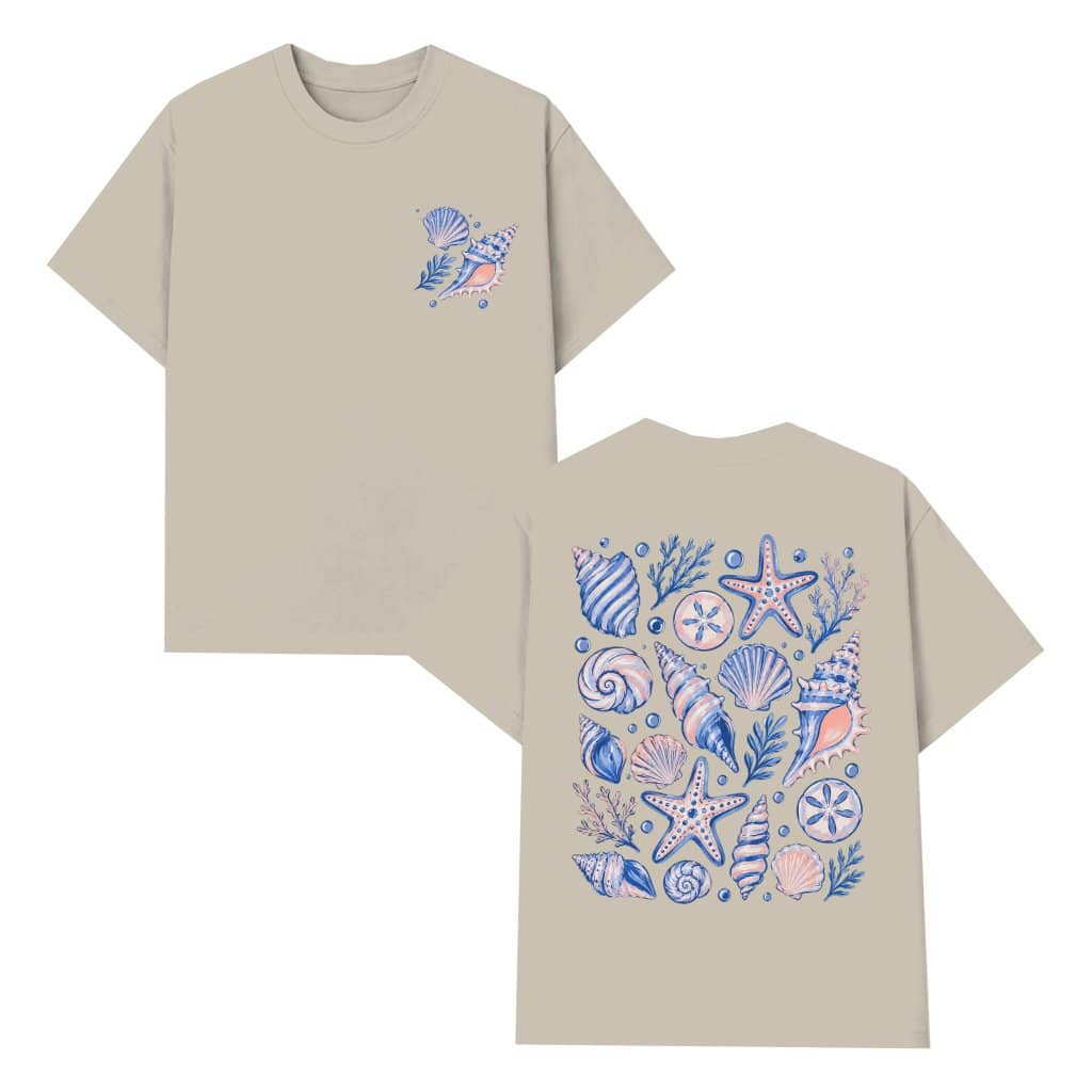 Watercolor Seashell T-Shirt - Coastal Summer Gift for Beach Lover