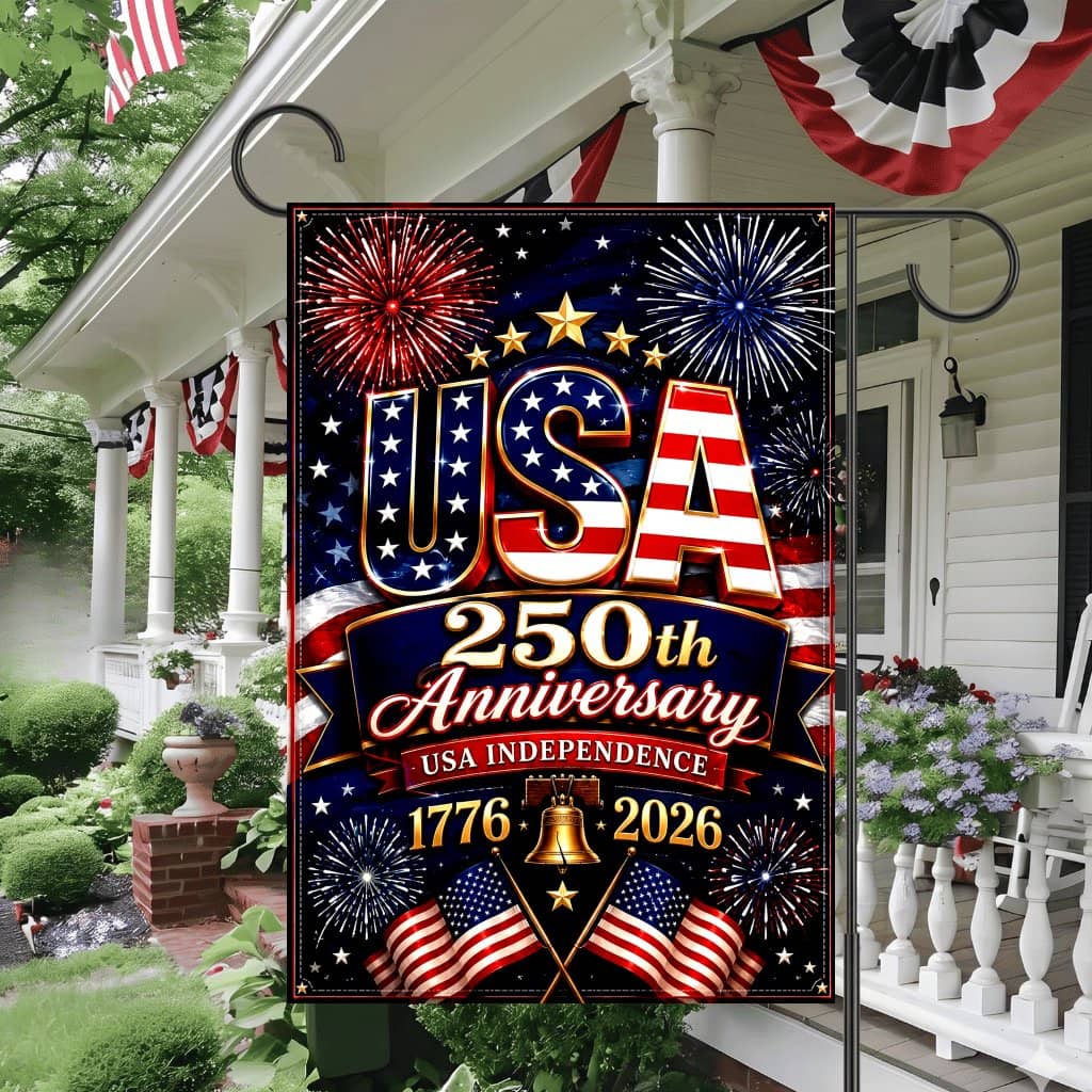 USA 250th Anniversary Garden Flag - 250 Years of Freedom Independence Day Gift for Garden Decor