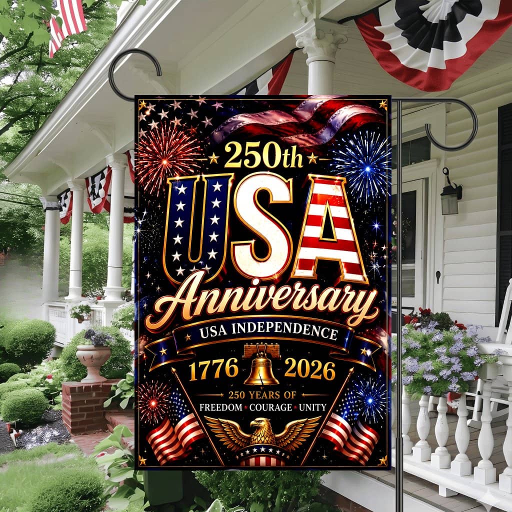 250th Anniversary USA Independence Flag - Patriotic Fireworks Party Gift for House Decoration
