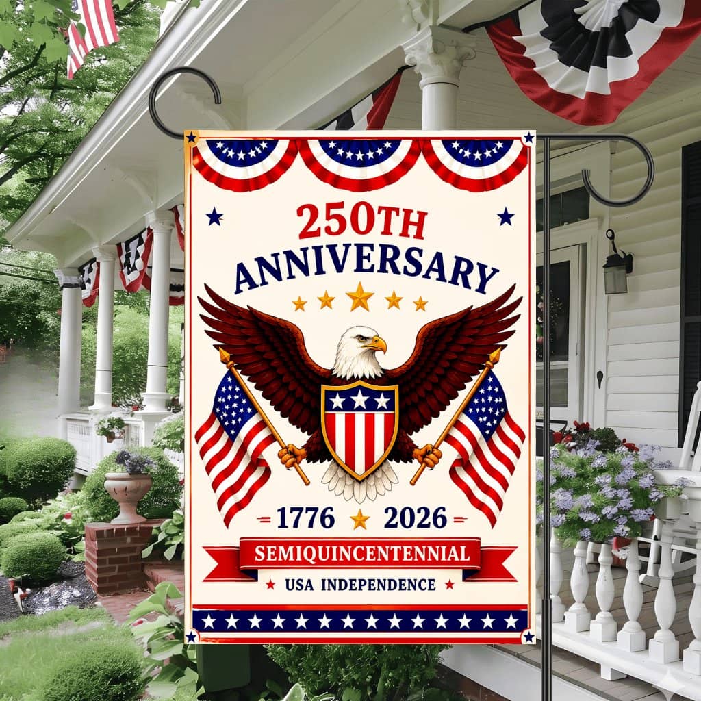 4th of July Patriotic Eagle 250th Anniversary Garden Flag |1776-2026 America Banner Gift for Decorations