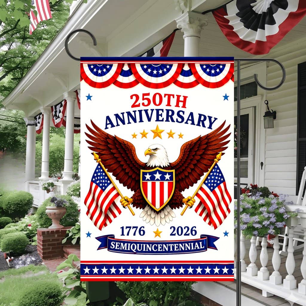 250th Anniversary USA Eagle Garden Flag | Fourth of July Decor Patriotic USA Banner | Independence Gift for Decorations