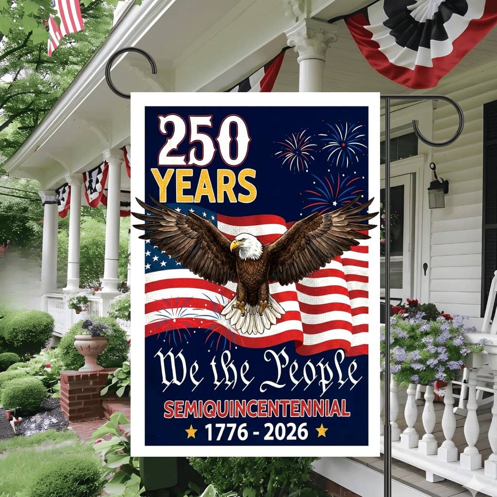We The People 250 Years USA Independence Day Flag - Patriotic Eagle Gift for House Decoration