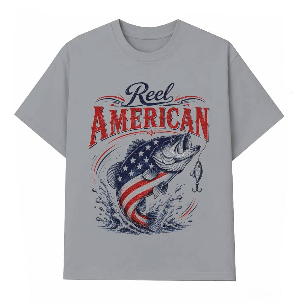 Reel America Cool Dad Fishing T-Shirt - 4th of July Bass Fishing Gift for Him