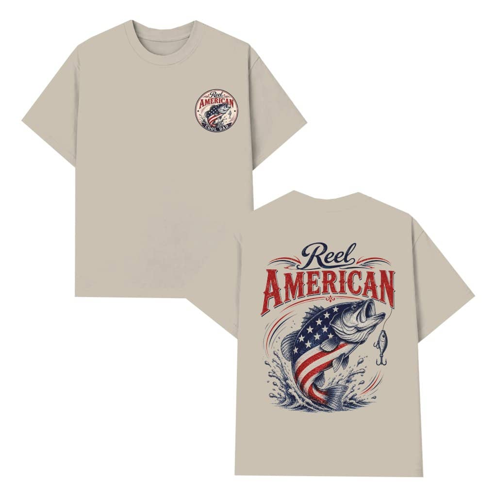 Reel America Cool Dad Fishing T-Shirt 2 sided - 4th of July Fishing Gift for Him