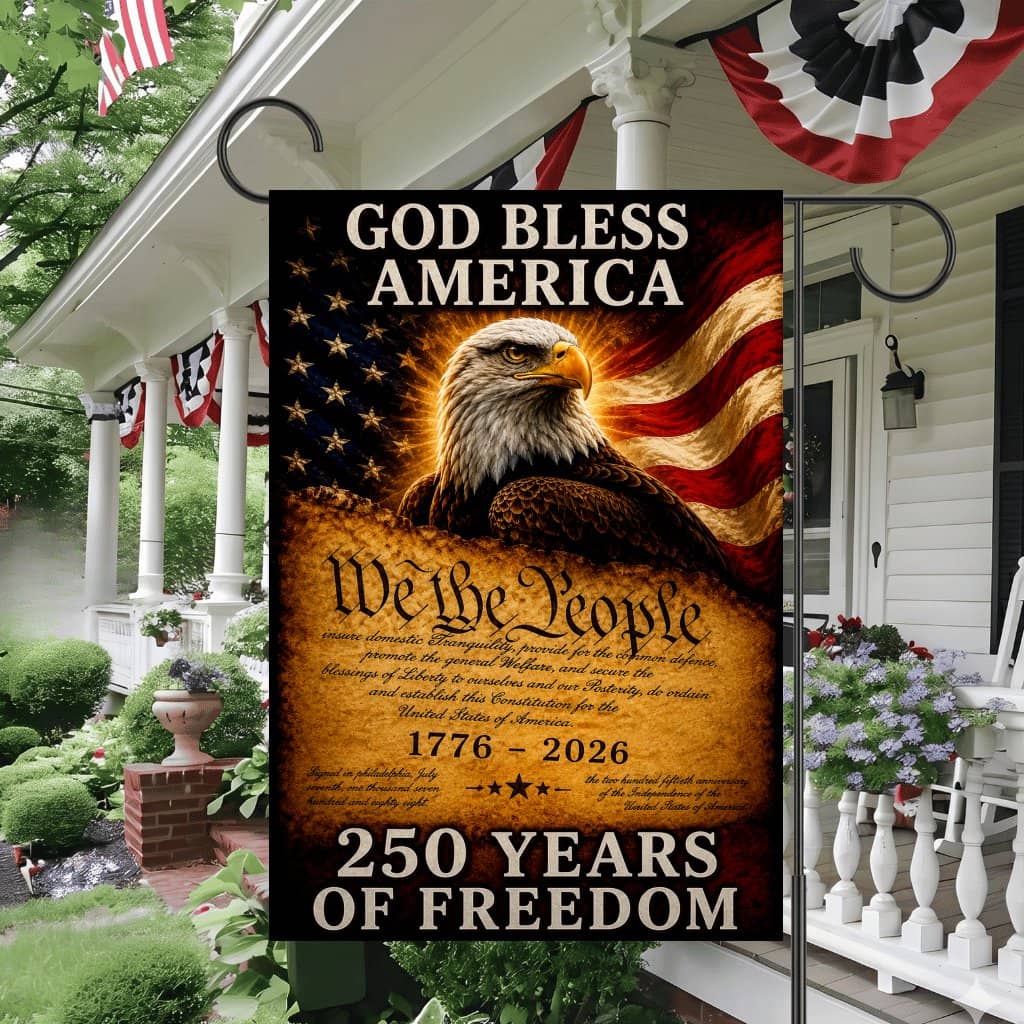 250th Anniversary God Bless America Flag - Patriotic Eagle Yard Banner - Independence Gift for House Decor