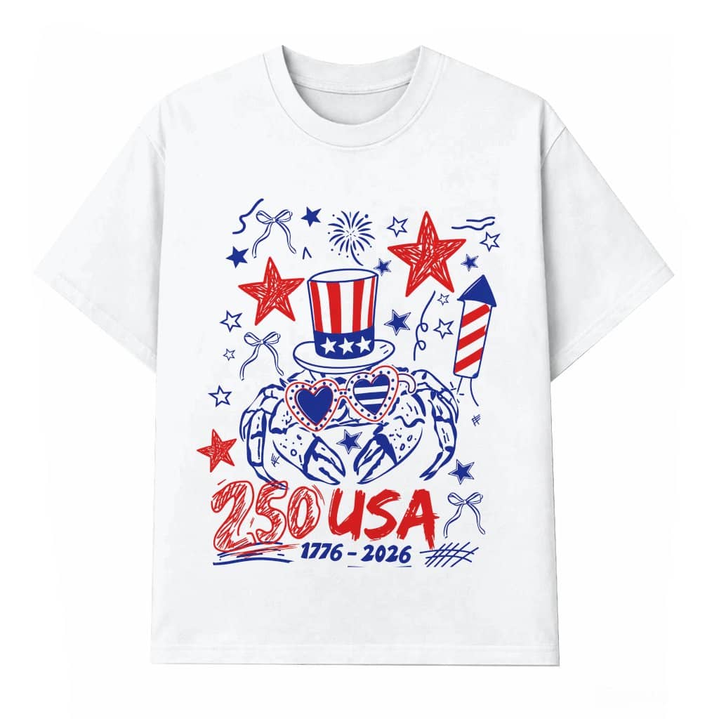 America 250 Crab T-Shirt - USA 250th Anniversary Gift for Crab Lover