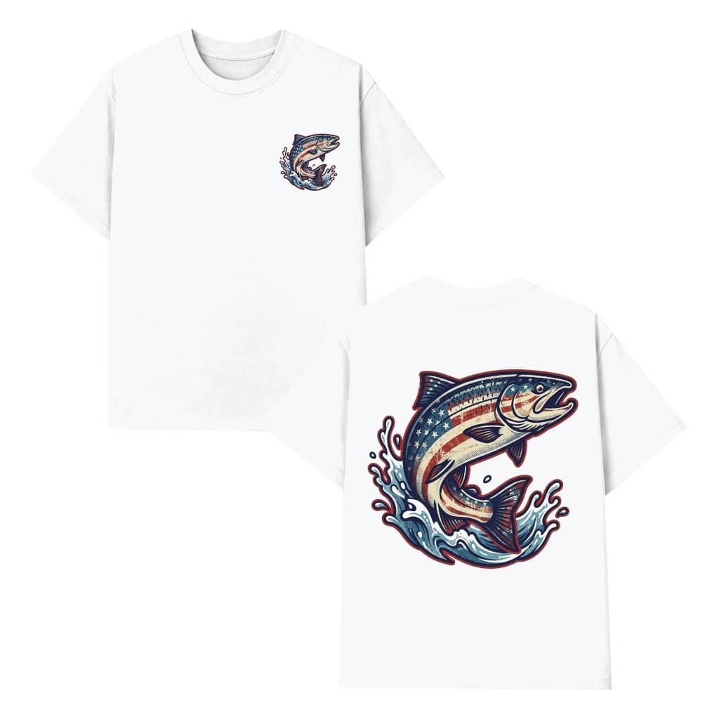 Vintage 90s America Flag Bass Fishing T-Shirt - Patriotic Fishing Gift for Him & Her