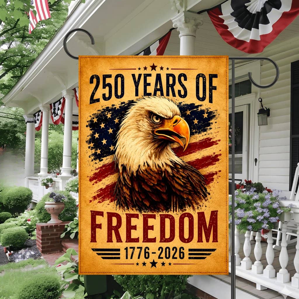250 Years of Freedom Garden Flag - Patriotic Eagle Yard Banner - Gift for Independence Day