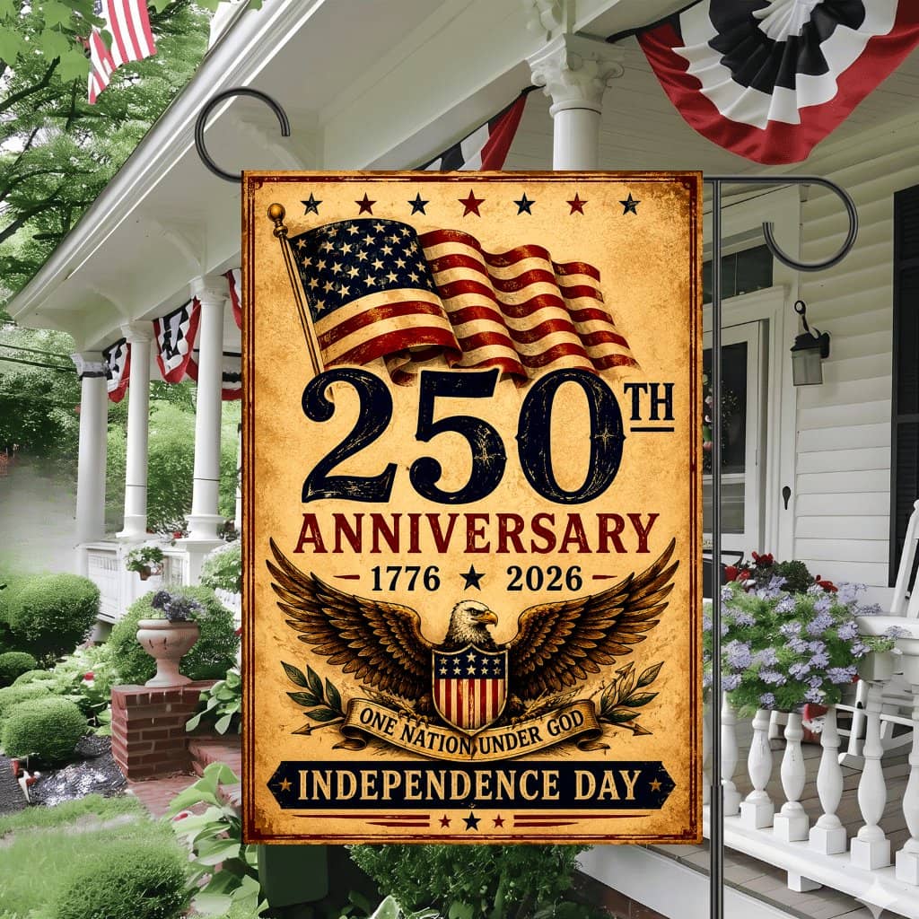 Vintage USA 250th Anniversary Flag - Patriotic Eagle Independence Day Gift for Yard Decor
