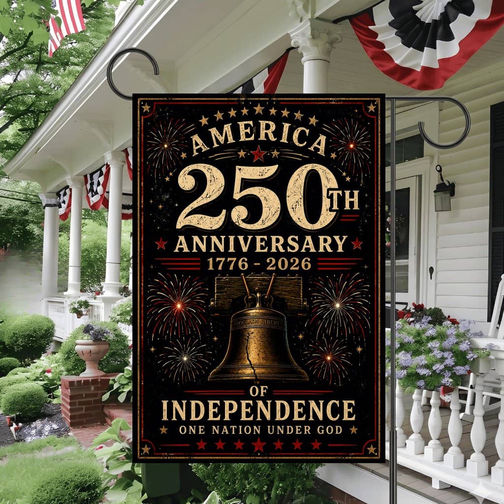 250th Anniversary of Independence Garden Flag - One Nation Under God Liberty Bell Patriotic Gift for Outdoor Yard Decor