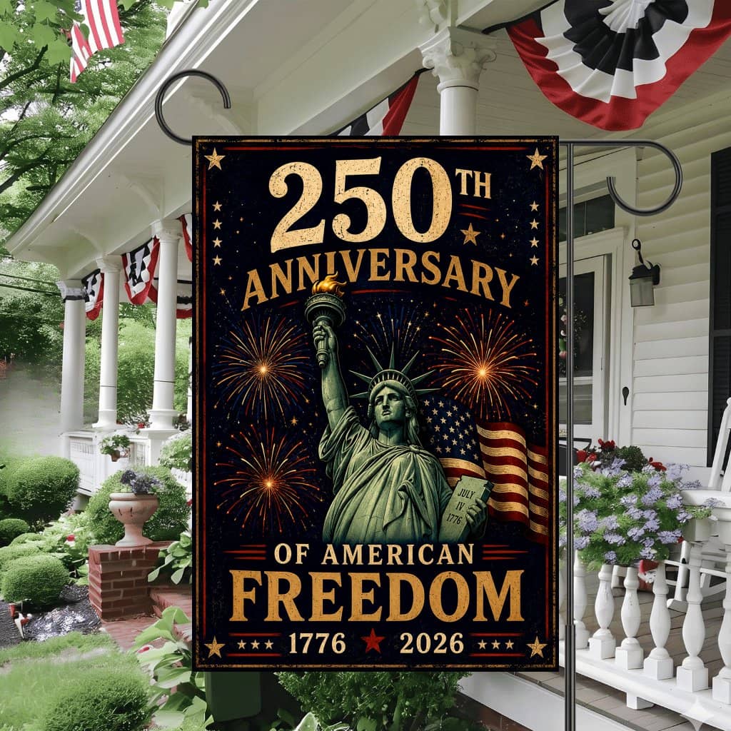 250th Anniversary Statue Of Liberty Garden Flag - Freedom Patriotic Gift for Outdoors Yard Decor
