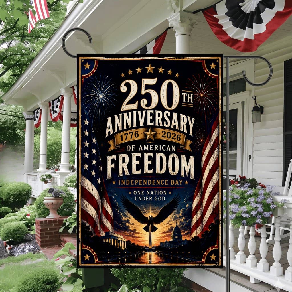 250th Anniversary American Freedom Garden Flag - Patriotic Independence Day Gift for Yard Decor