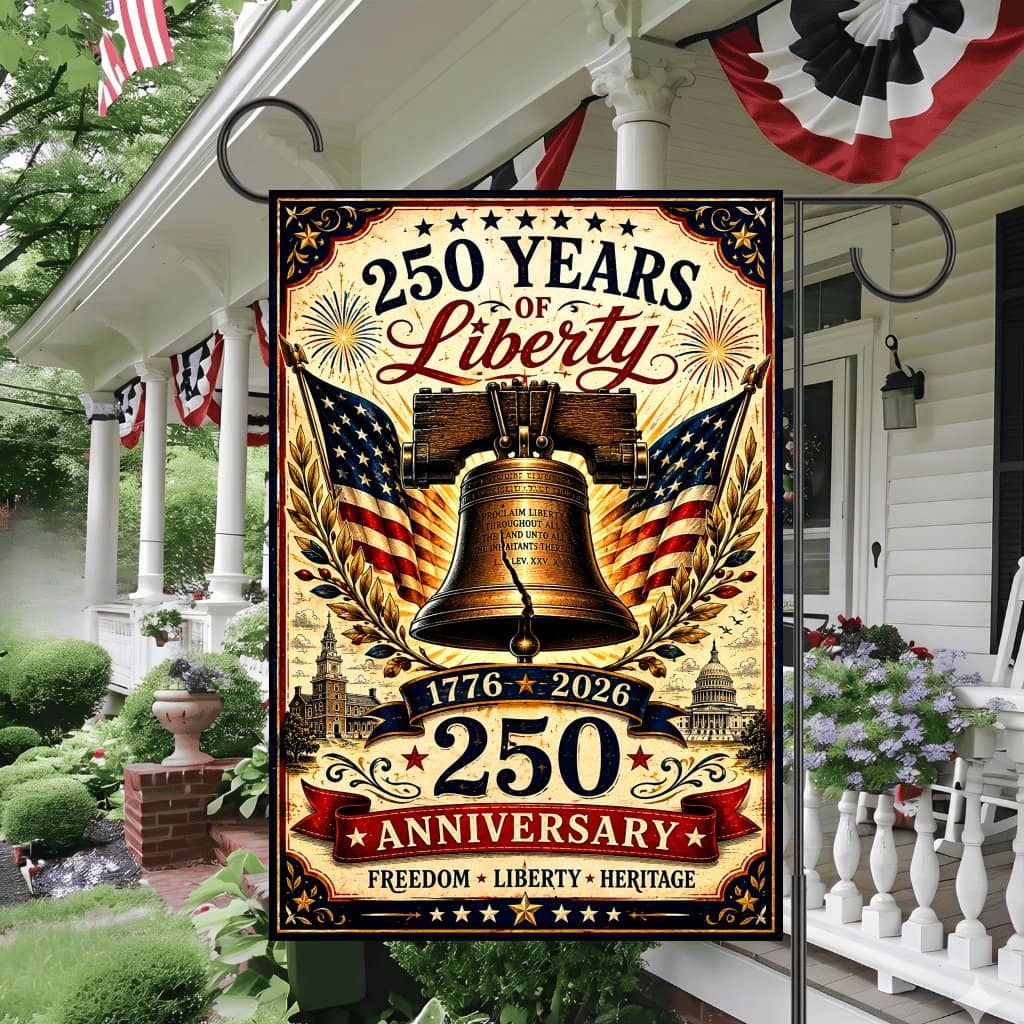 Liberty Bell USA 250th Anniversary Flag - 4th of July Freedom Gift for Outdoors Yard Decor