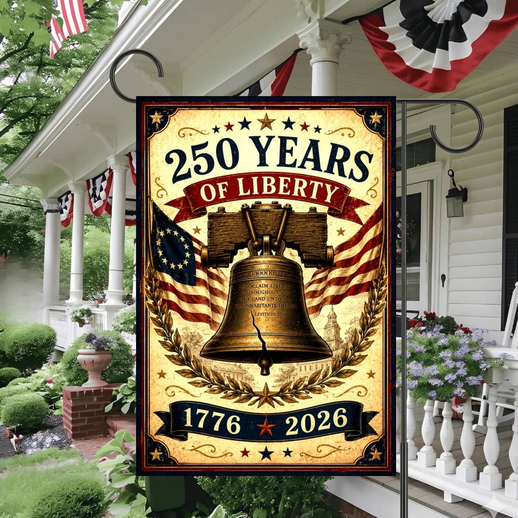 Vintage 250 Years of Liberty Garden Flag - America 250 Porch Decor Gift for Independence Day