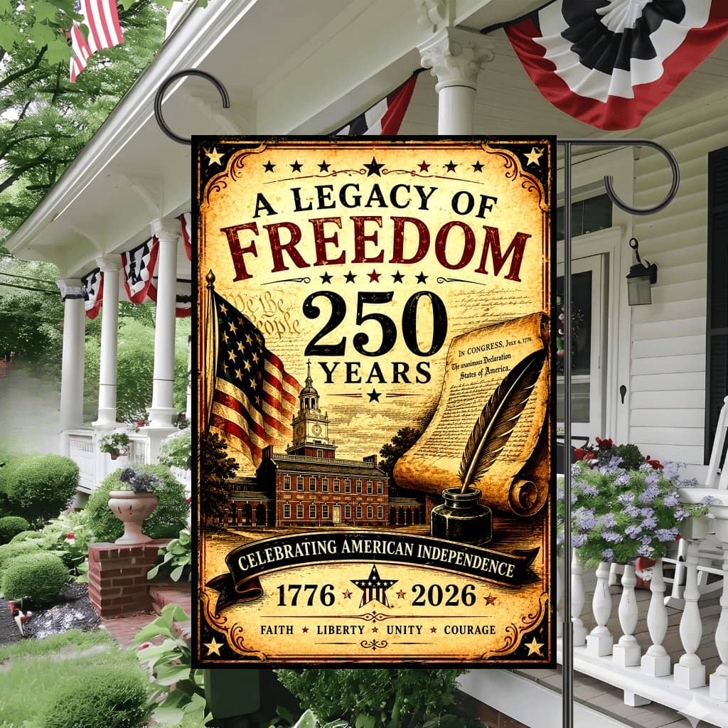 Vintage Legacy Of Freedom 250 Years Flag - Patriotic Banner Gift for Independence Day
