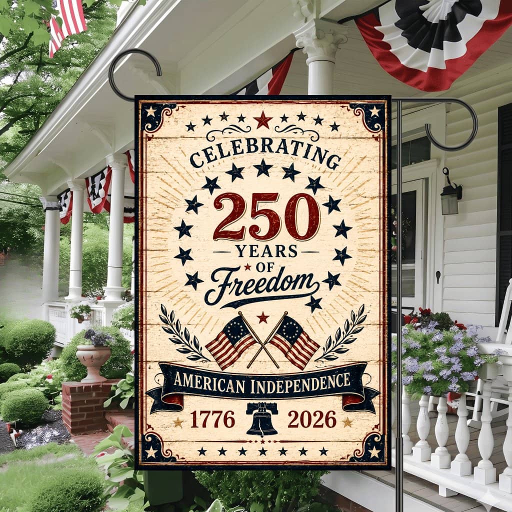 Celebrating 250 Years of Freedom Flag - 1776 2026 Gift for Independence Decor