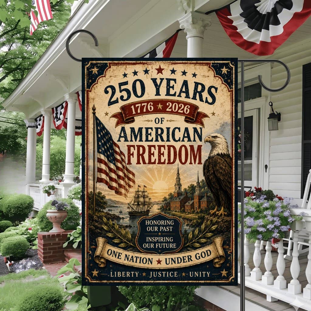 250 Years Of American Freedom Flag - One Nation Under God Banner - Gift for Independence Day
