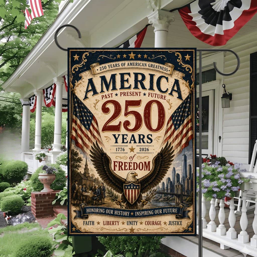 America 250 Years of Freedom Flag - USA Patriotic Eagle Flag - Gift for 4th of July Decor
