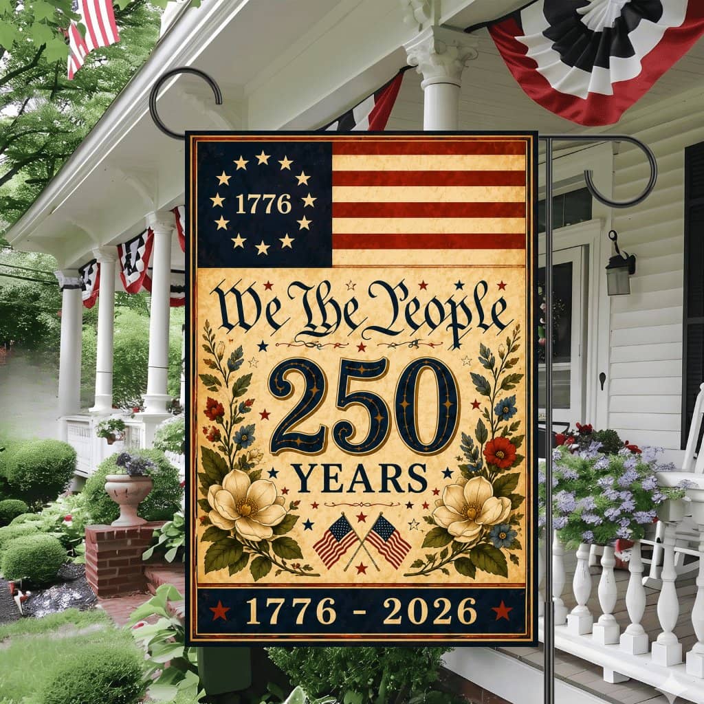America 250 Years We The People Flag - Patriotic Banner - Gift for Independence Day