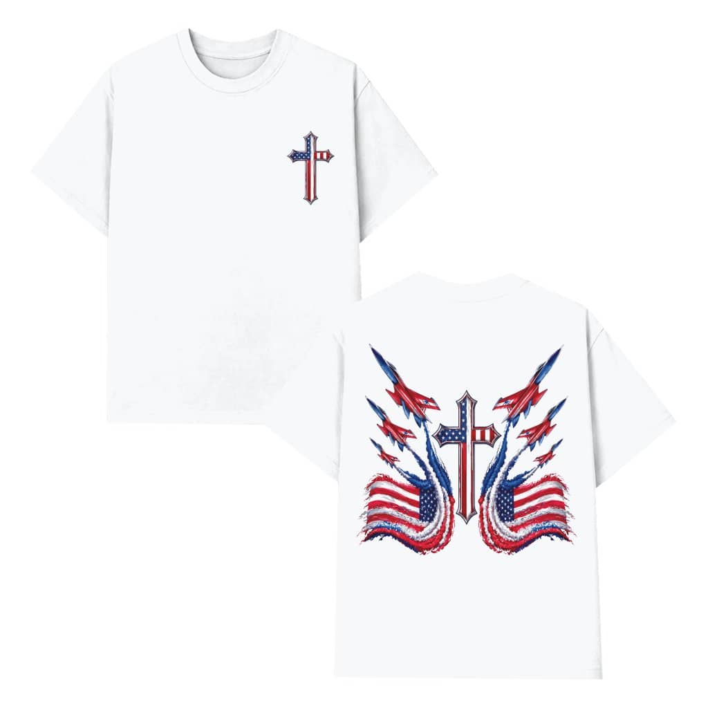 USA Fighter Jets 4th of July Patriotic Christian T-Shirt - Independence Day Gift for Him & Her