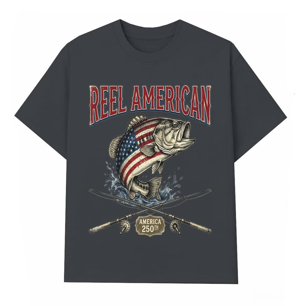Reel American Bass Fishing T-Shirt - America 250th Anniversary Gift for Him & Her