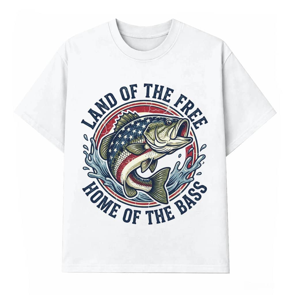 Land of The Free Shirt - Funny America Bass Fishing T-Shirt - Gift for Independence Day