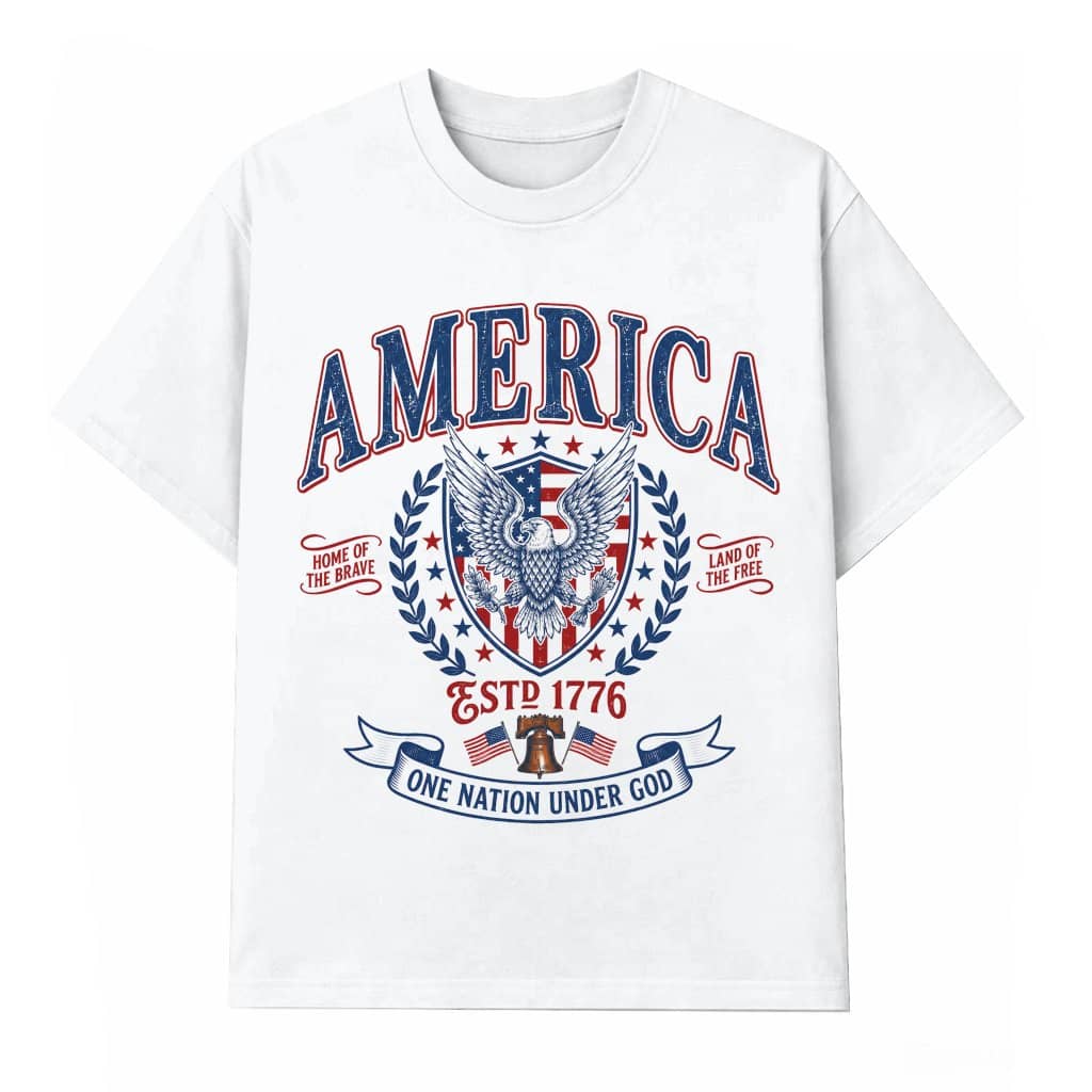 Retro America One Nation Under God T-Shirt - USA 4th of July Gift for Him & Her