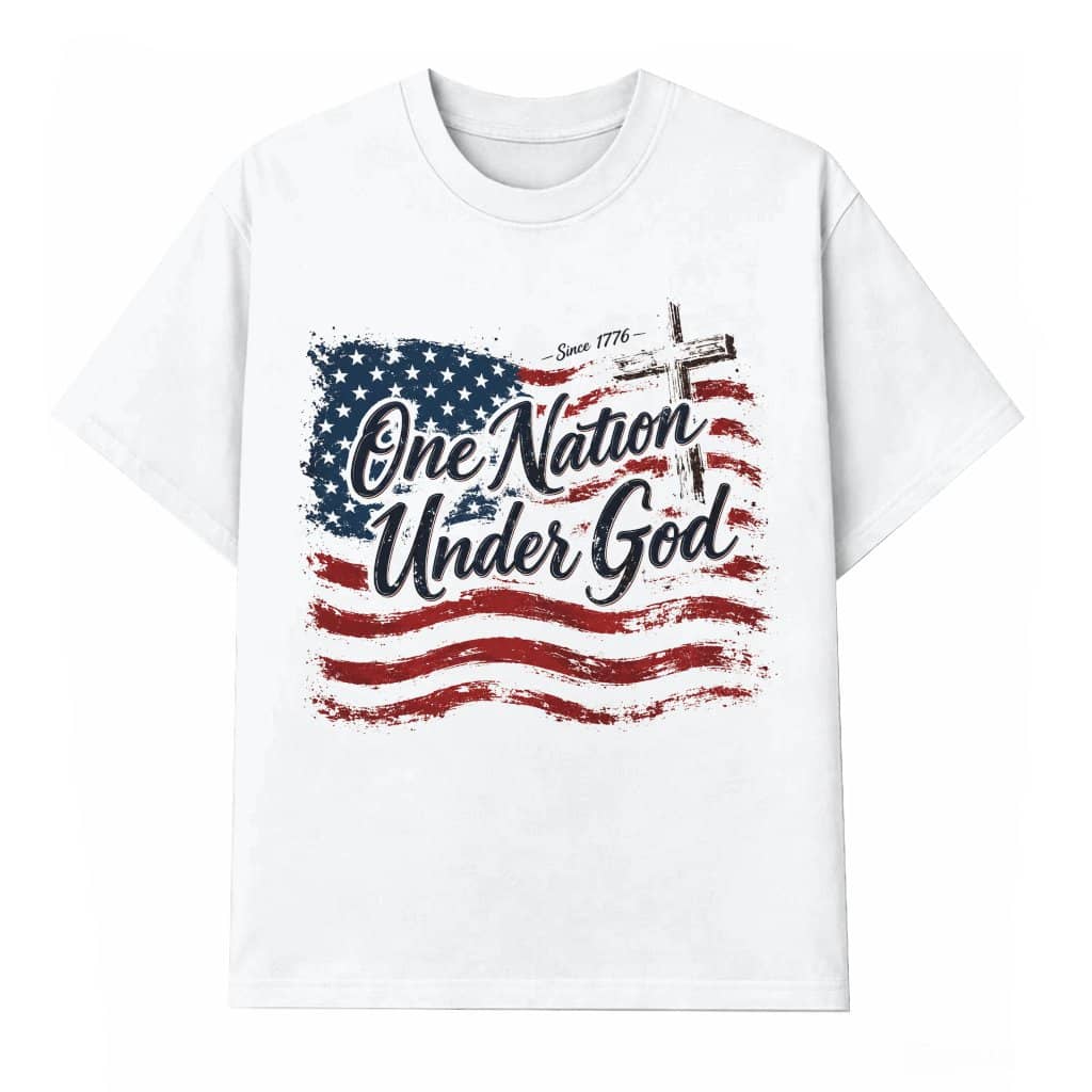 USA 250th Anniversary T-Shirt - One Nation Under God USA Flag Gift for Him & Her