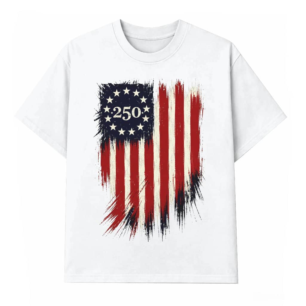 USA Flag 250 Years T-Shirt - Modern Patriot 1776-2026 Gift for American
