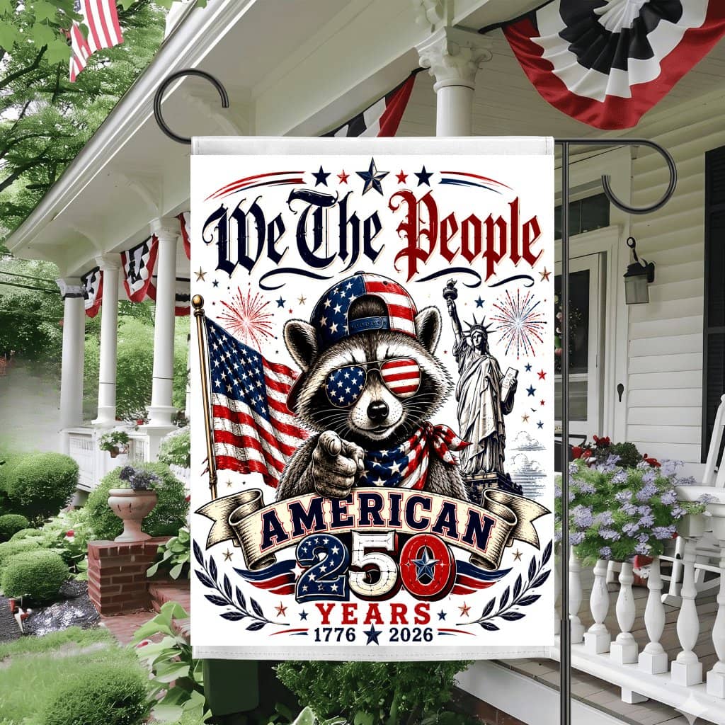 We The People Raccoon American 250 Years Flag - Funny Fourth Of July Gift for Yard Decor
