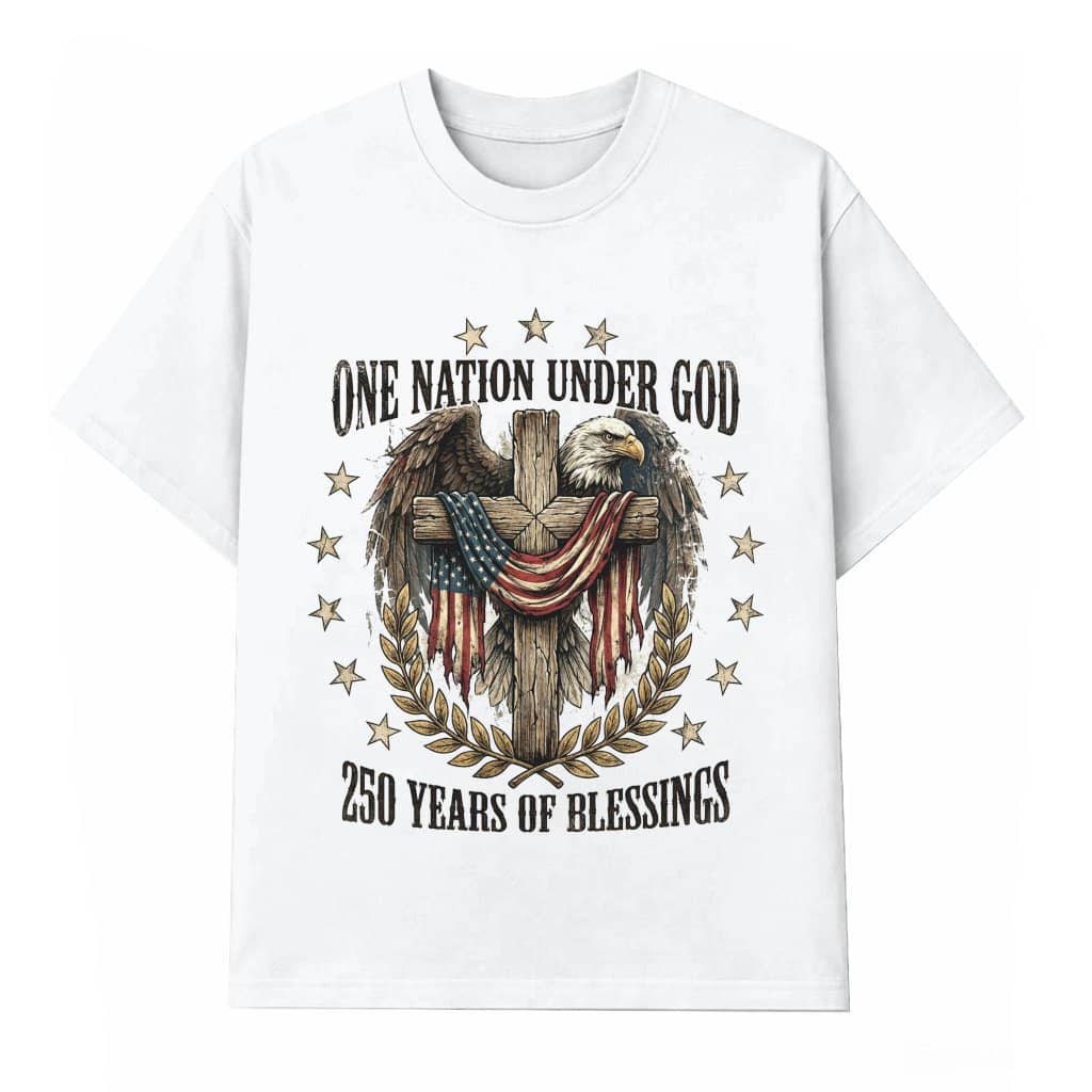 Vintage One Nation Under God T-Shirt - 250 Years Patriotic Christian Gift for Him & Her