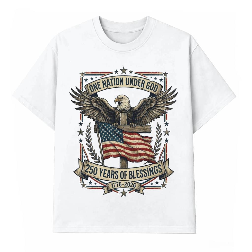 Patriotic Eagle One Nation Under God T-Shirt - 250th Independence Gift for Him & Her