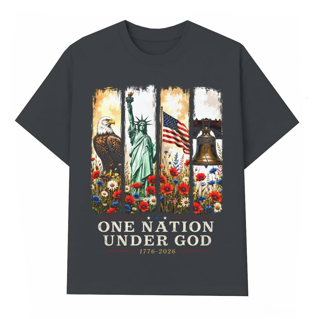 One Nation Under God T-Shirt - Patriotic Christian Gift for Her