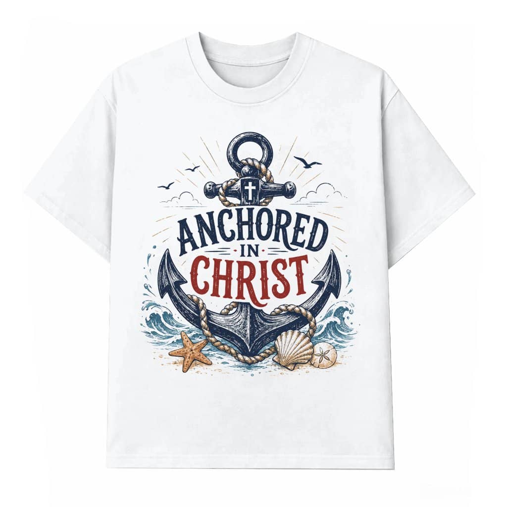 Retro Christian Faith Shirt - Anchored in Christ T-Shirt - Faith Gift for Religious Believers