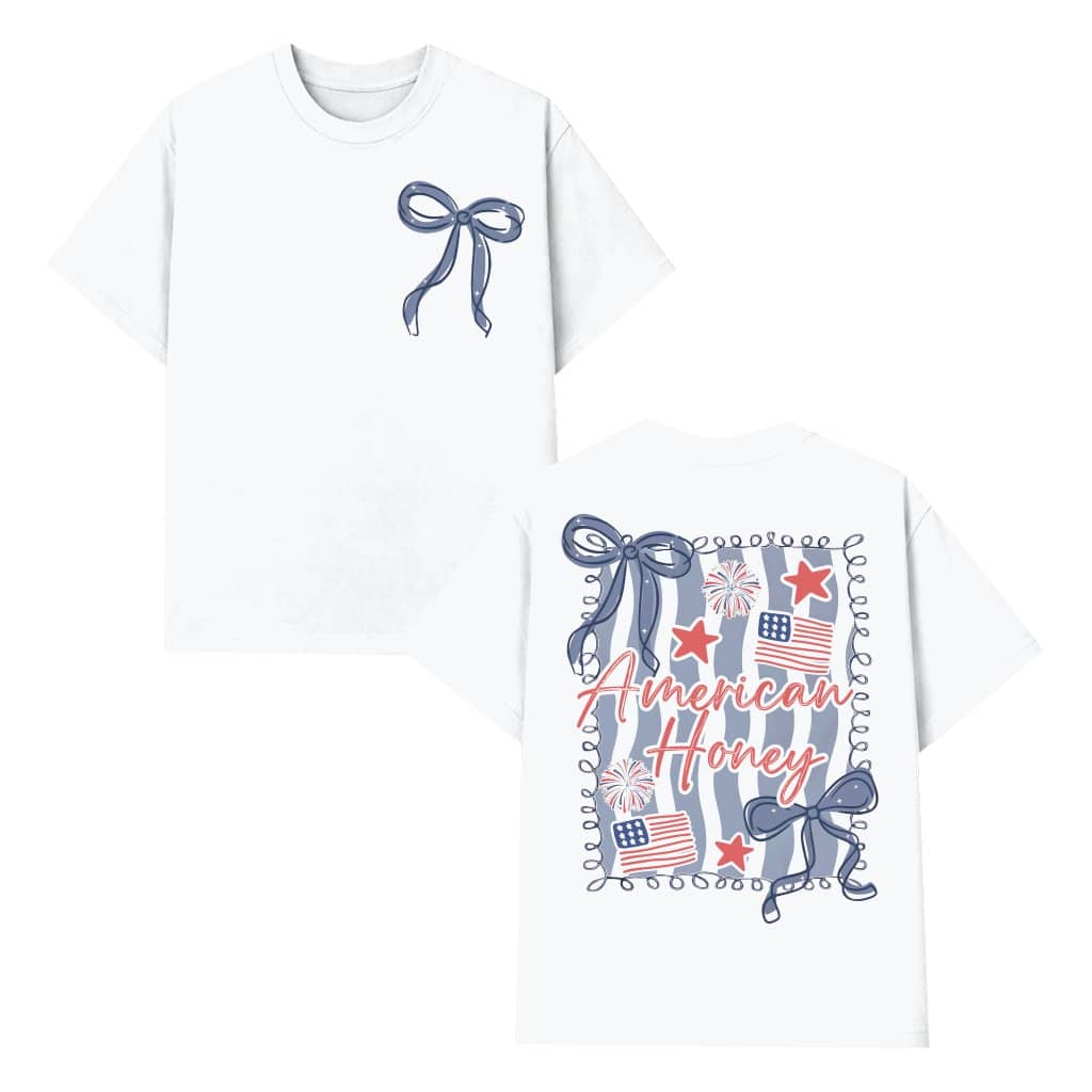 American Honey Coquette 4th Of July T-Shirt | Girly Independence Day Gift for Her