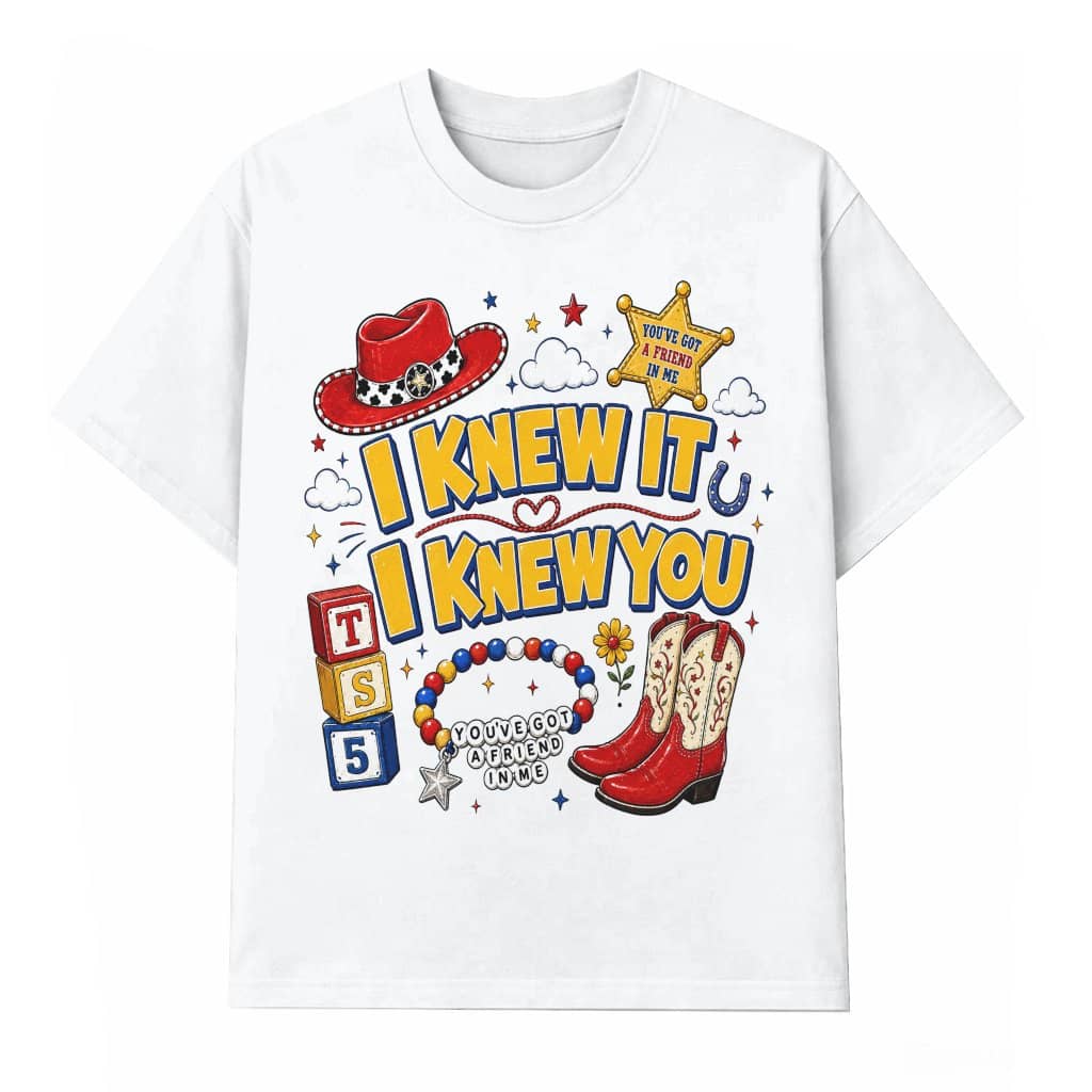 Funny I Knew It I Knew You Western Cowgirl Boots Friendship Bracelet T-Shirt for women