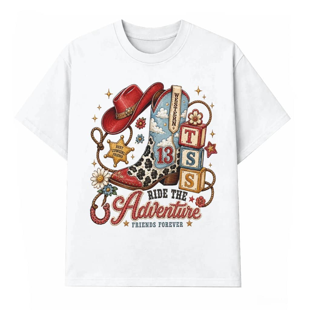 Ride The Adventure Retro Toy Story 5 T-Shirt| Western Cowgirl Shirt for women