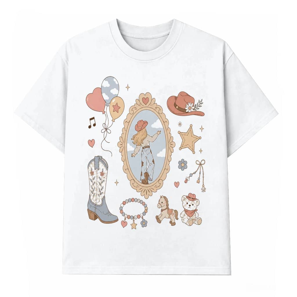 Trendy Western Cowgirl T-Shirt| Cowgirl Boots Friendship Bracelet Shirt for women