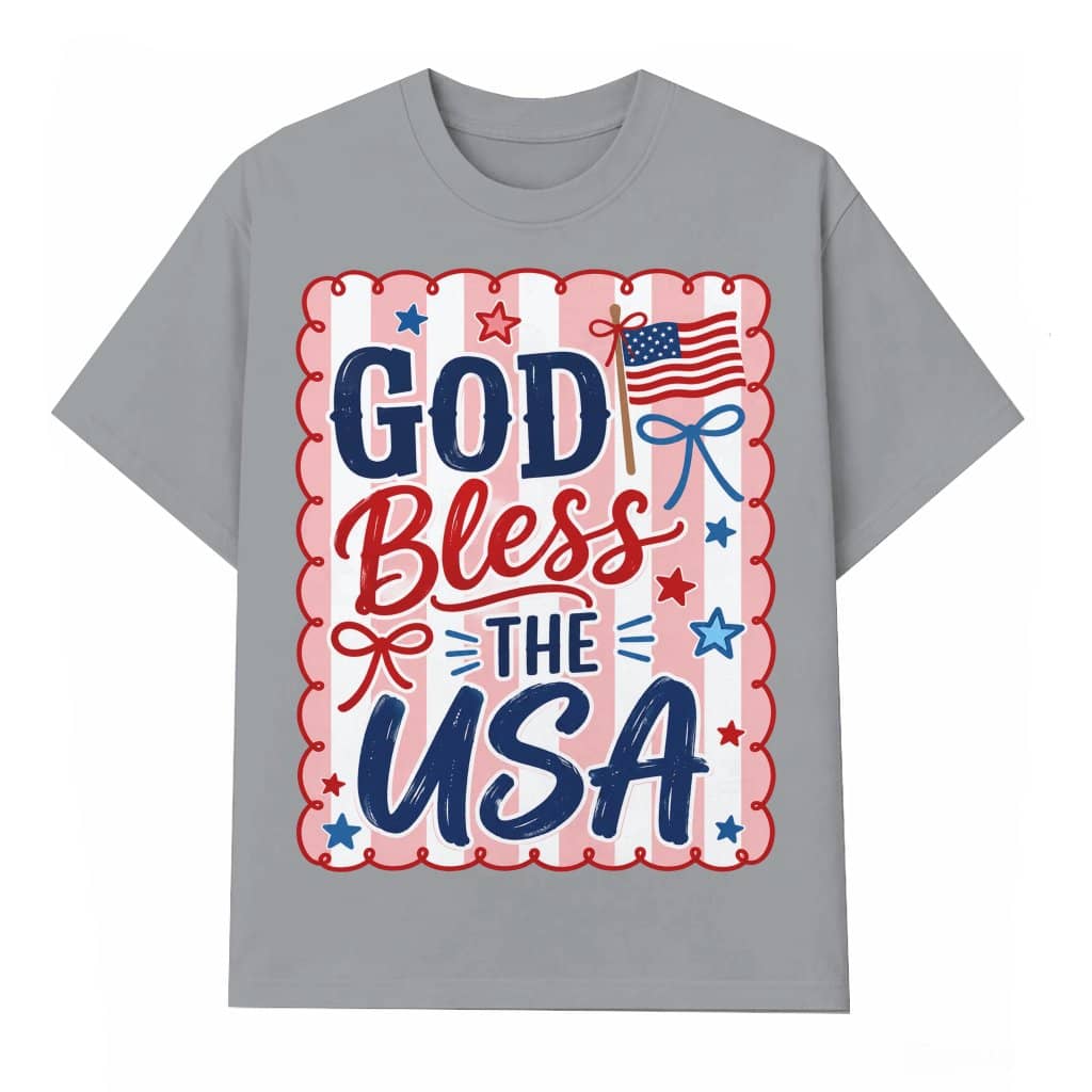 Preppy 4th of July God Bless The USA T-Shirt for women