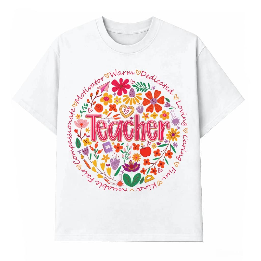 Boho Floral Teacher T-Shirt for women| Cute Back To School Gift for Teachers & Students