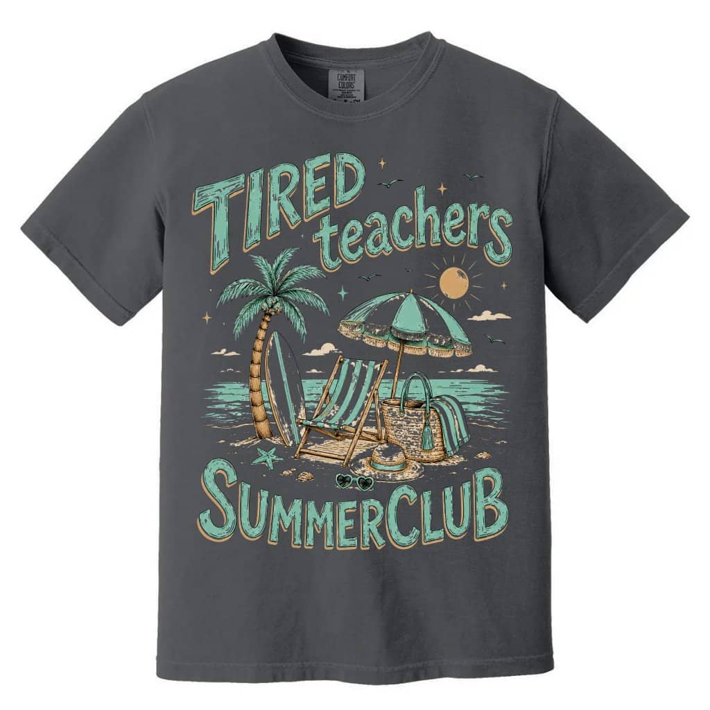 Comfort Colors Retro Tired Teachers Summer Club Shirt| Funny Teacher Gift for Her