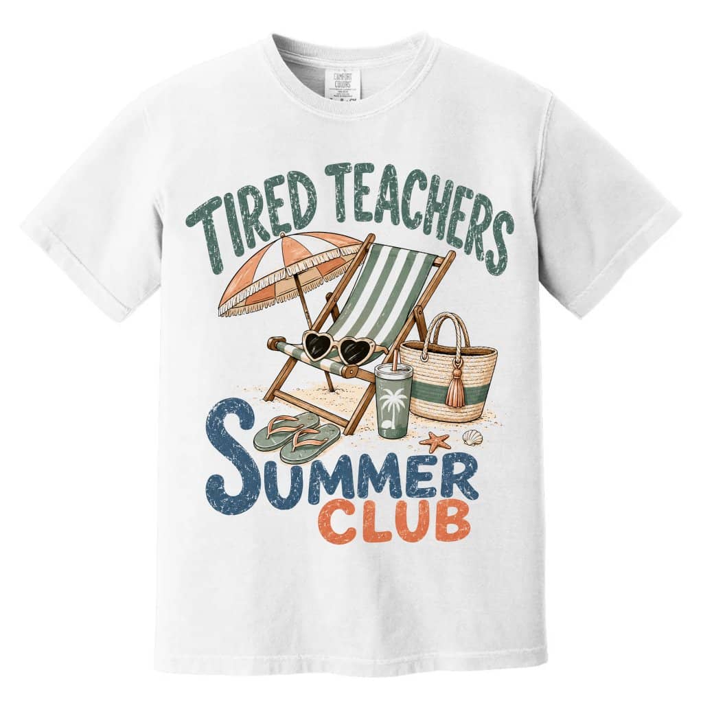 Comfort Colors Retro Tired Teachers Summer Club Shirt| Funny Summer Teacher Gift for women