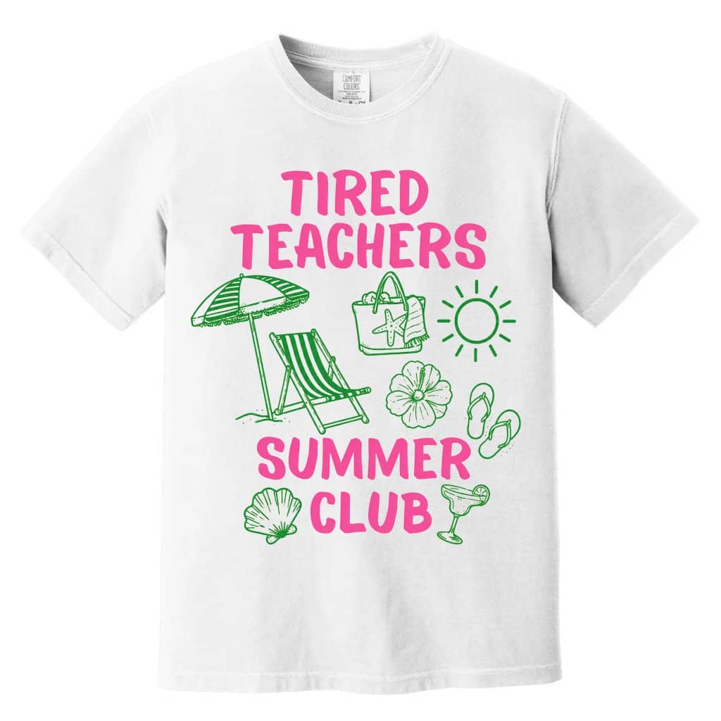 Comfort Colors Tired Teachers Summer Club Shirt| Vintage Beach Teacher Gift for women