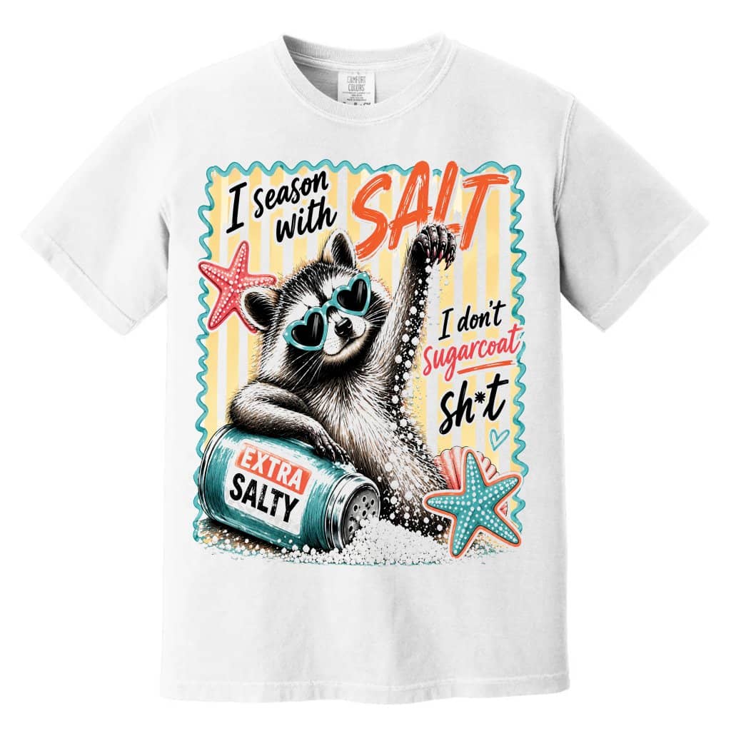 Comfort Colors Extra Salty Raccoon Shirt| I Season with Salt Funny Raccoon Gift for women